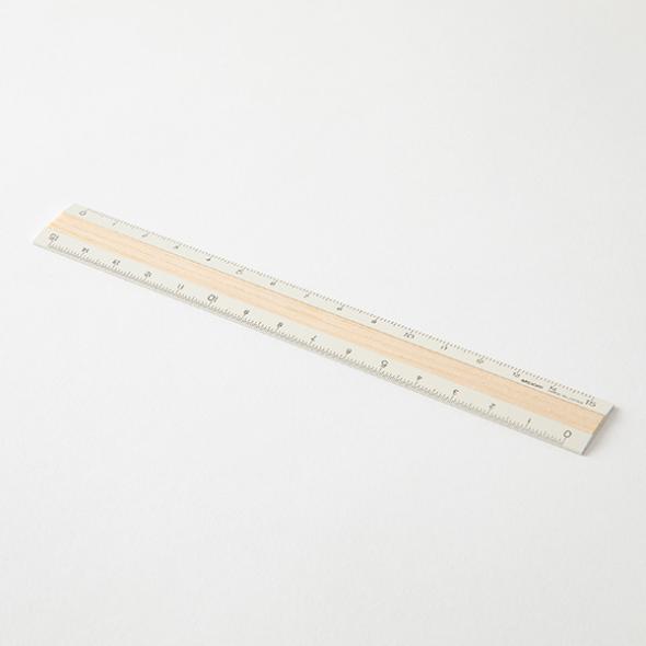 アルミ&ウッド定規　15cm　アイボリー　42305-006